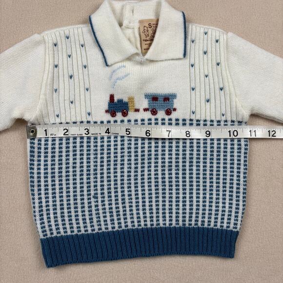 VINTAGE Disney Winnie the Pooh knit train sweater size 14-19lb (approx 6-9m) - Picture 5 of 6